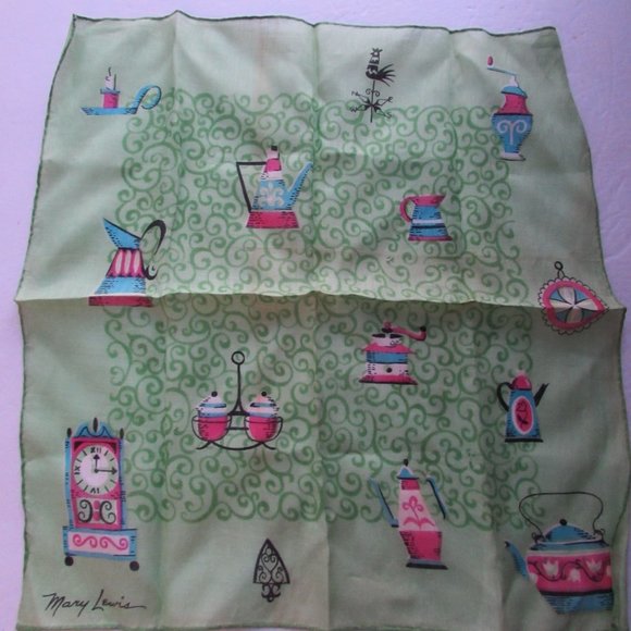 SALE Vintage Handkerchief Mid Century Design Mary Lewis - Picture 4 of 8